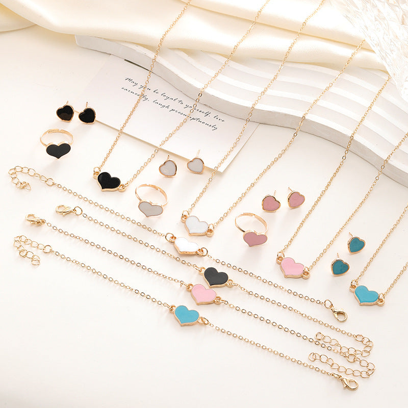 Simple Love Jewelry Women's Fashion Necklace Suit Heart Jewelry Set Gift For Her Fashion Party Jewelry - FASHIONKULTUR