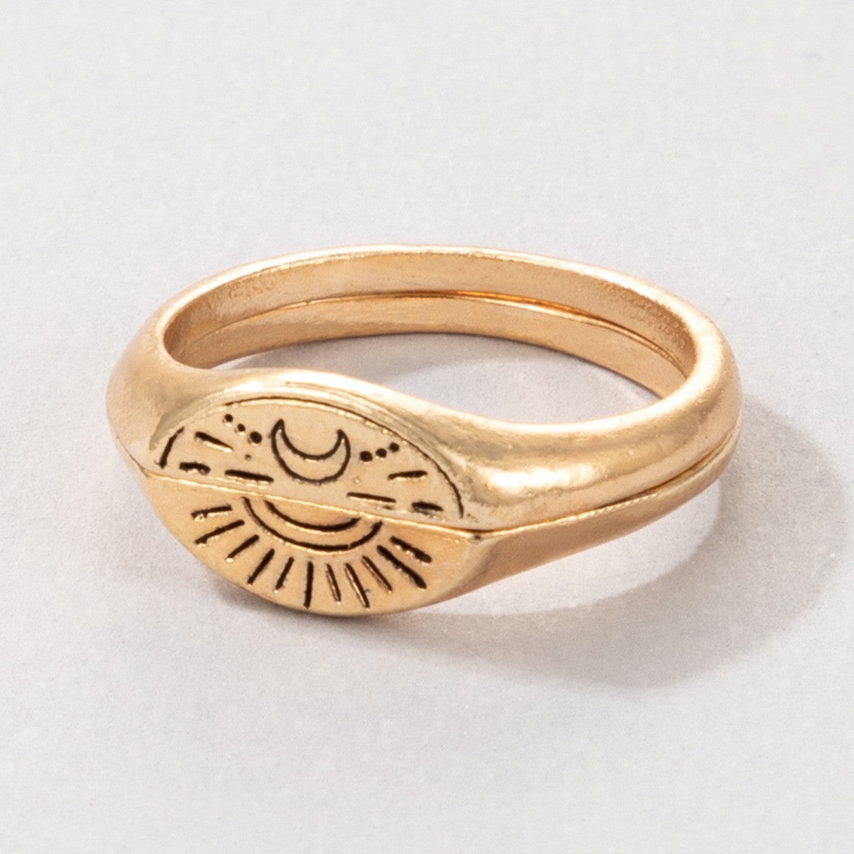 Cartoon Love Pair Ring Set With Geometric Letters - FASHIONKULTUR