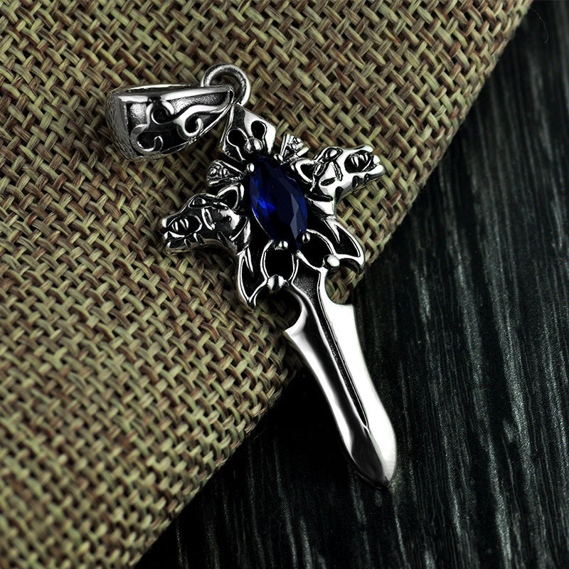 S925 Silver Vintage Cross Necklace Men's Personality Pendant - FASHIONKULTUR