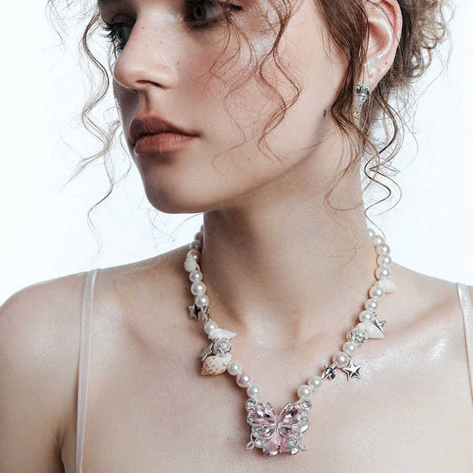 Teenage Butterfly Star Charm Niche Design Necklace - FASHIONKULTUR