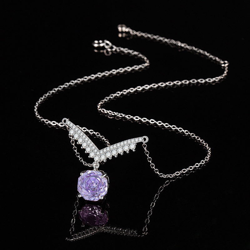 Octagonal Millennium Rose Cut Necklace High Carbon Diamond - FASHIONKULTUR