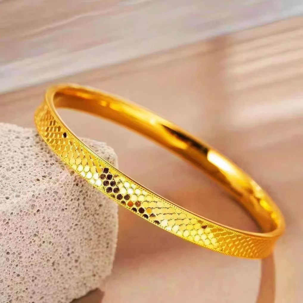 Dragon Scale Texture Bracelet Female Concave-convex Bright Surface Printed Scale Solid Bracelet - FASHIONKULTUR