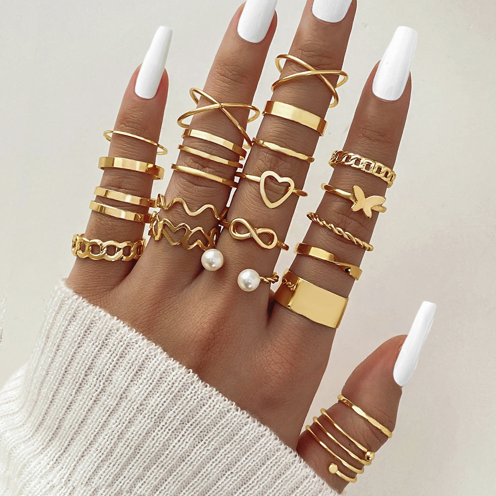 Ring Female Niche Senior Knuckle Ring 23 Pieces Suit - FASHIONKULTUR