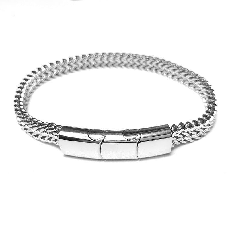 Simple Cuban Stainless Steel Detachable Three-section Magnet Bracelet - FASHIONKULTUR