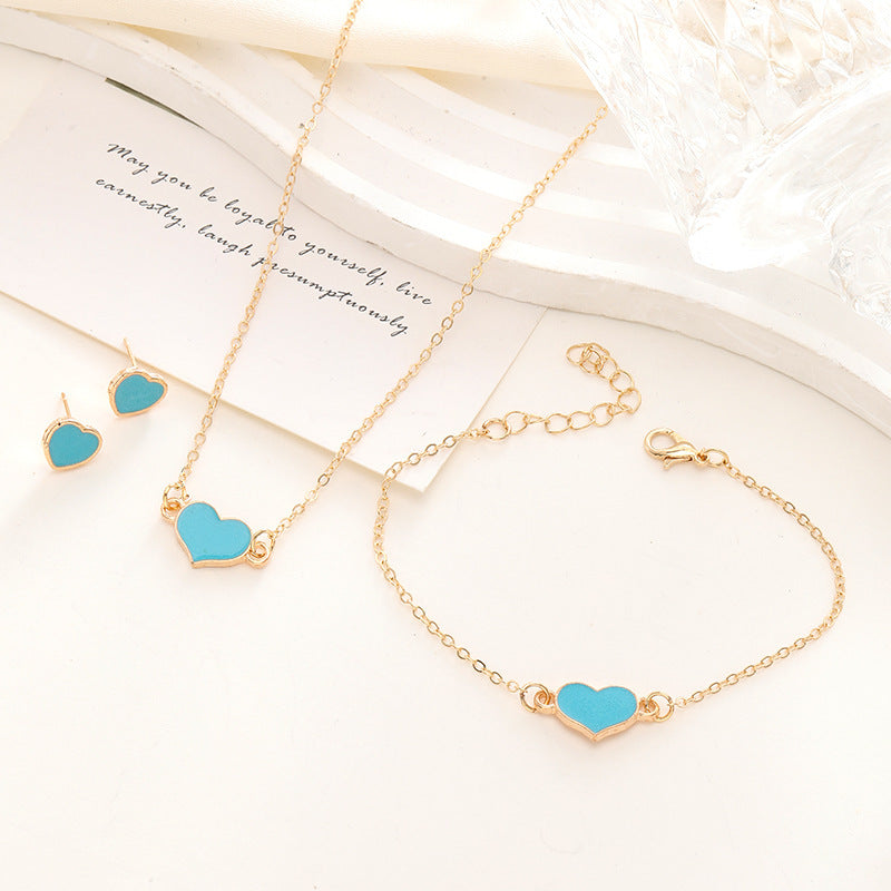Simple Love Jewelry Women's Fashion Necklace Suit Heart Jewelry Set Gift For Her Fashion Party Jewelry - FASHIONKULTUR