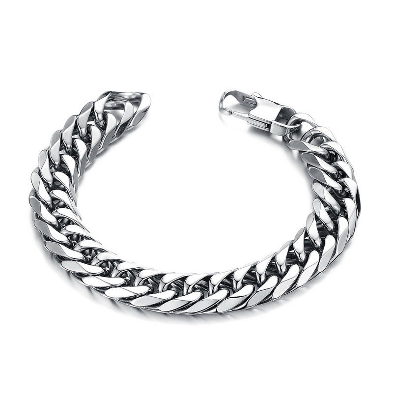 Hip Hop Cuban Link Chain Titanium Steel Bracelet Men - FASHIONKULTUR