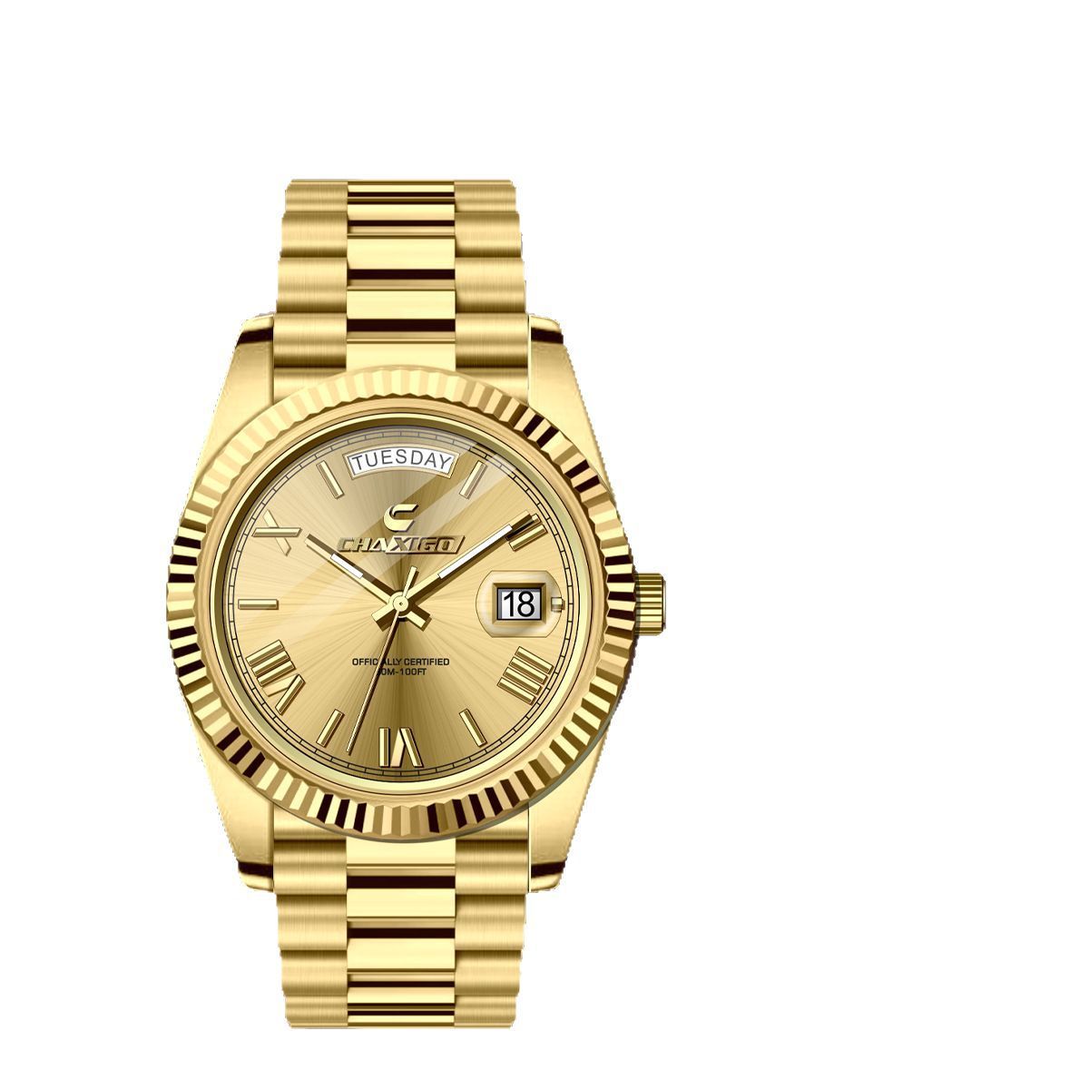 Fashion Men's Watch Steel Band Large Dial Quartz Wrist Watch - FASHIONKULTUR