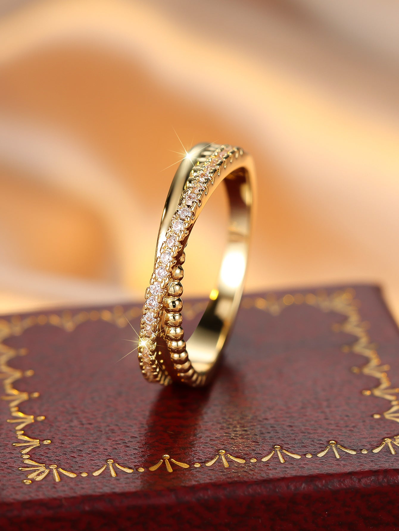 Gold White Diamond Cross Design Ring - FASHIONKULTUR