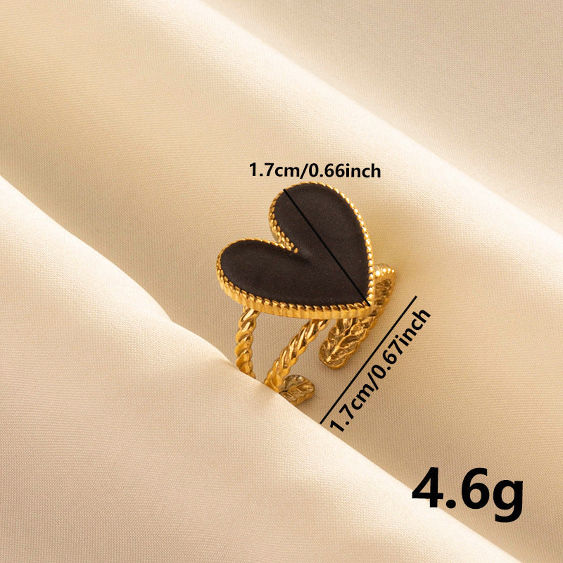 304 Stainless Steel French Retro Love Oil Dripping Ring Special-interest Design - FASHIONKULTUR