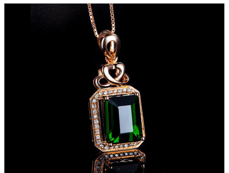 Emerald Pendant Silver Plated 18k Rose Gold - FASHIONKULTUR