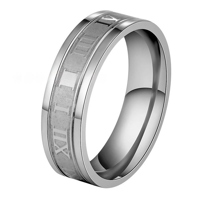 Stainless Steel Straight Edge Roman Digital Ring - FASHIONKULTUR