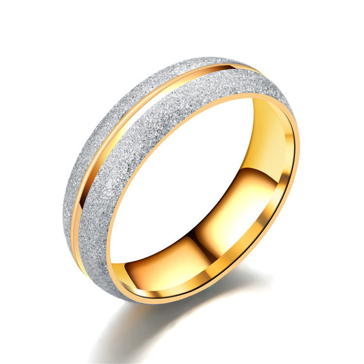 Titanium Steel Diamond Frosted Couple Ring - FASHIONKULTUR
