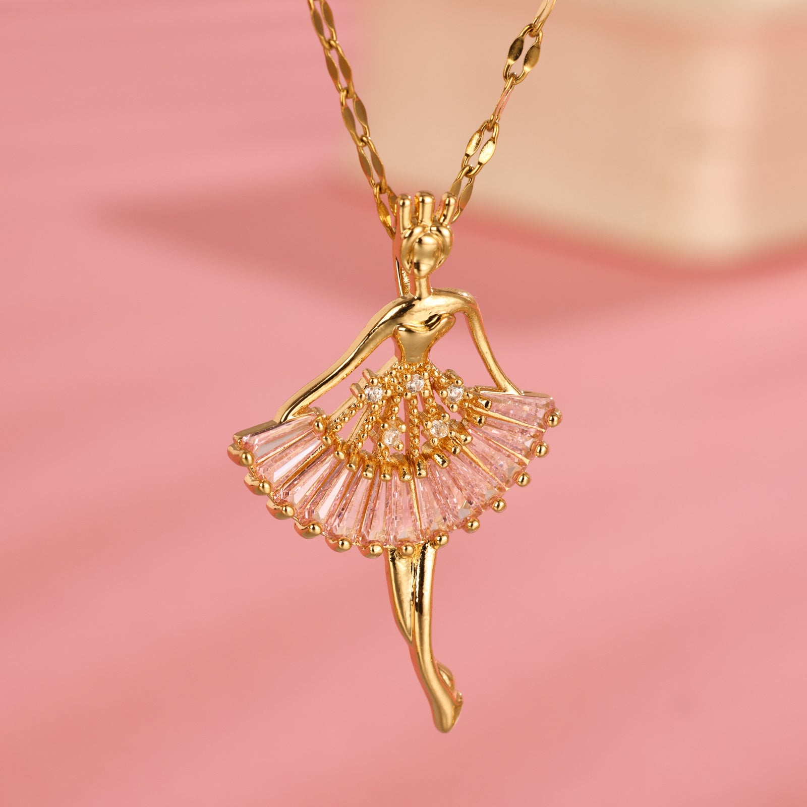 Fashionable And Minimalist Ballet Girl Necklace, Stainless Steel Golden Angel Collarbone Chain, Birthday Gift Jewelry - FASHIONKULTUR