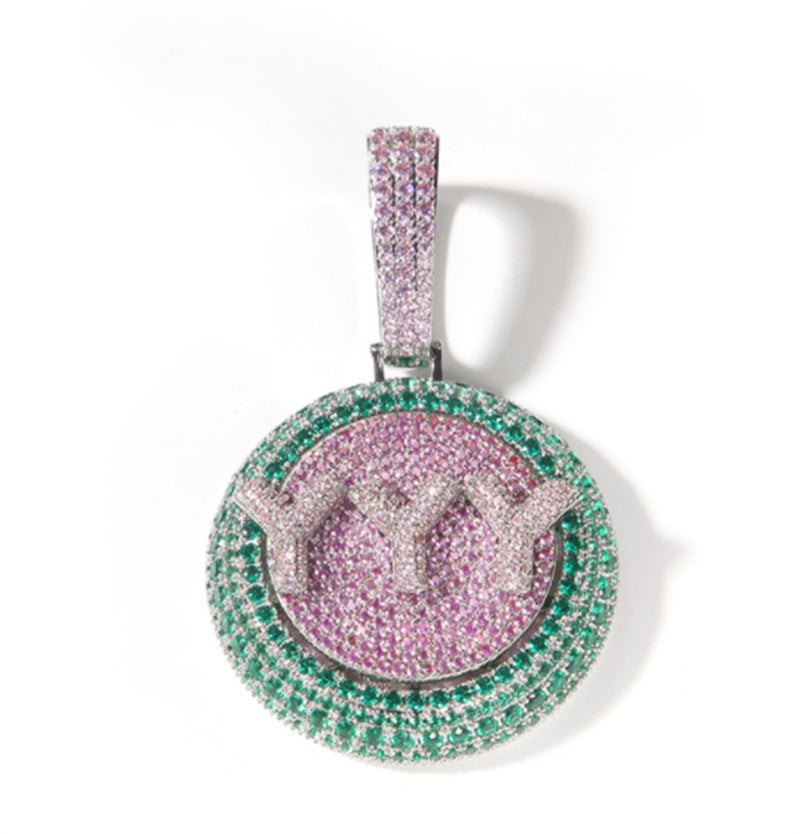 Personalized Hip Hop Custom Rotating Pendant 26 Letter Name Micro Inlaid Zircon - FASHIONKULTUR