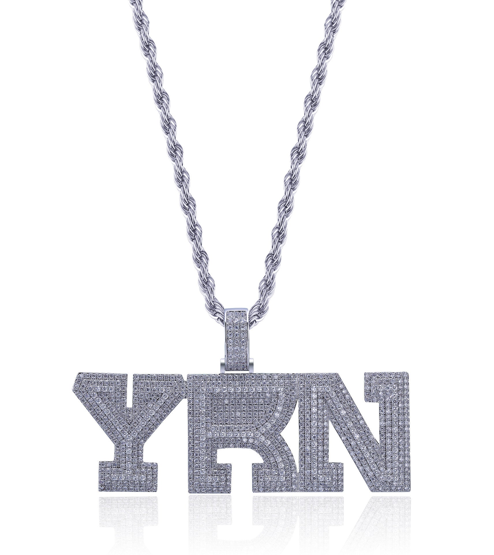 YRN Letter Men Fashion Brands Pendant Zircon Necklace Ornament - FASHIONKULTUR