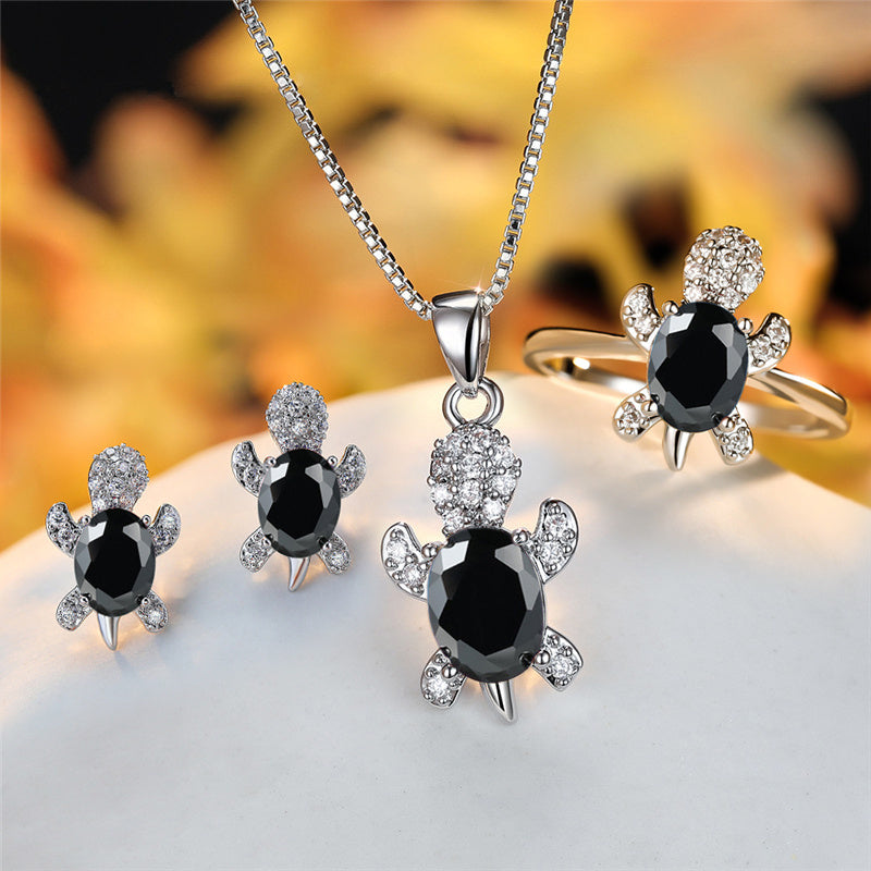Fashion Oval Zircon Pendant Turtle Shape Necklaces With Rainbow Stone Multicolor Animal Necklace Jewelry For Woman And Children - FASHIONKULTUR