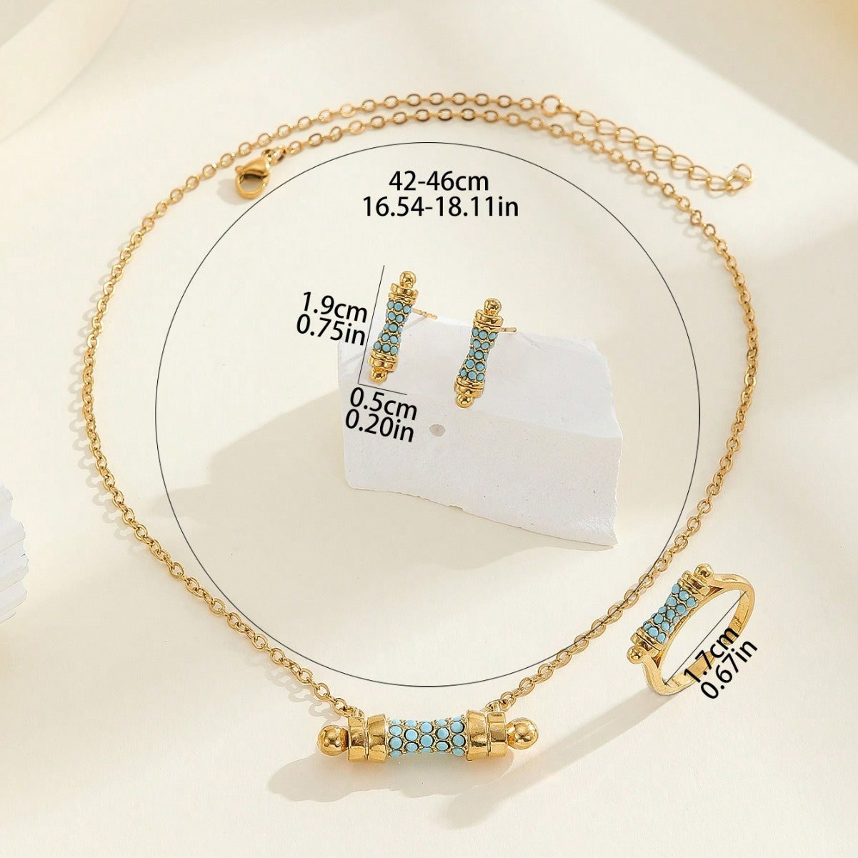 Index Finger Ring Necklace And Earring Suit Acrylic Inlaid - FASHIONKULTUR