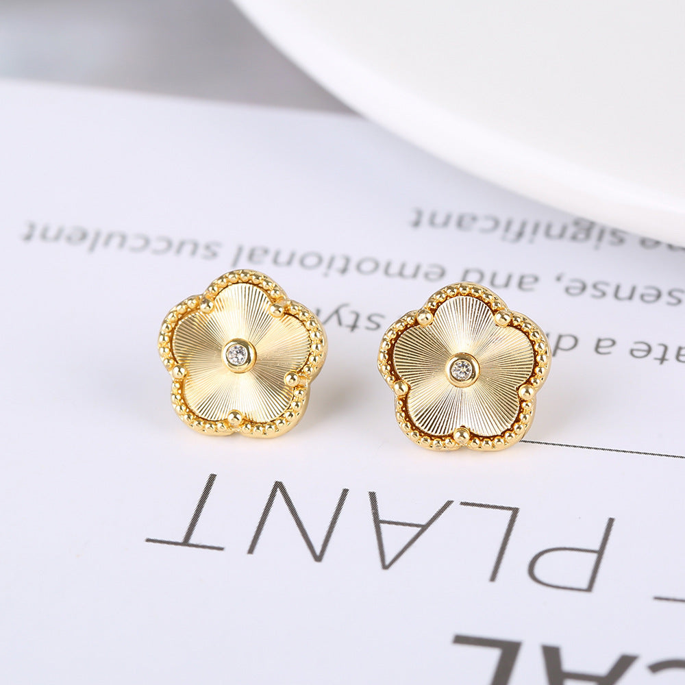 Gold Flower Bracelet Ring Earrings Women's Jewelry Set - FASHIONKULTUR