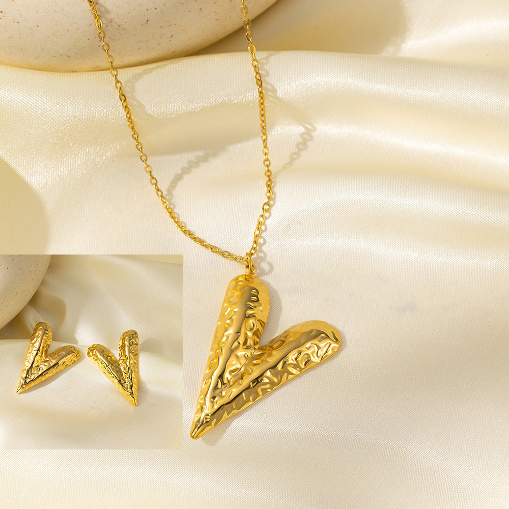 Stainless Steel Necklace Earrings Women's Jewelry Suit - FASHIONKULTUR