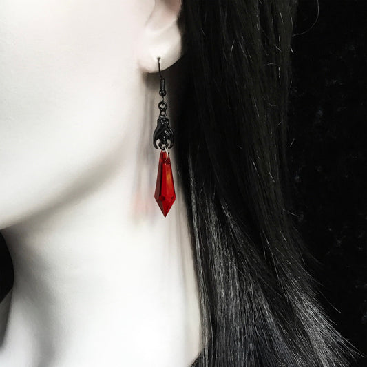 Red And Black Gemstone Pendant Earrings Fashion And Exquisite - FASHIONKULTUR