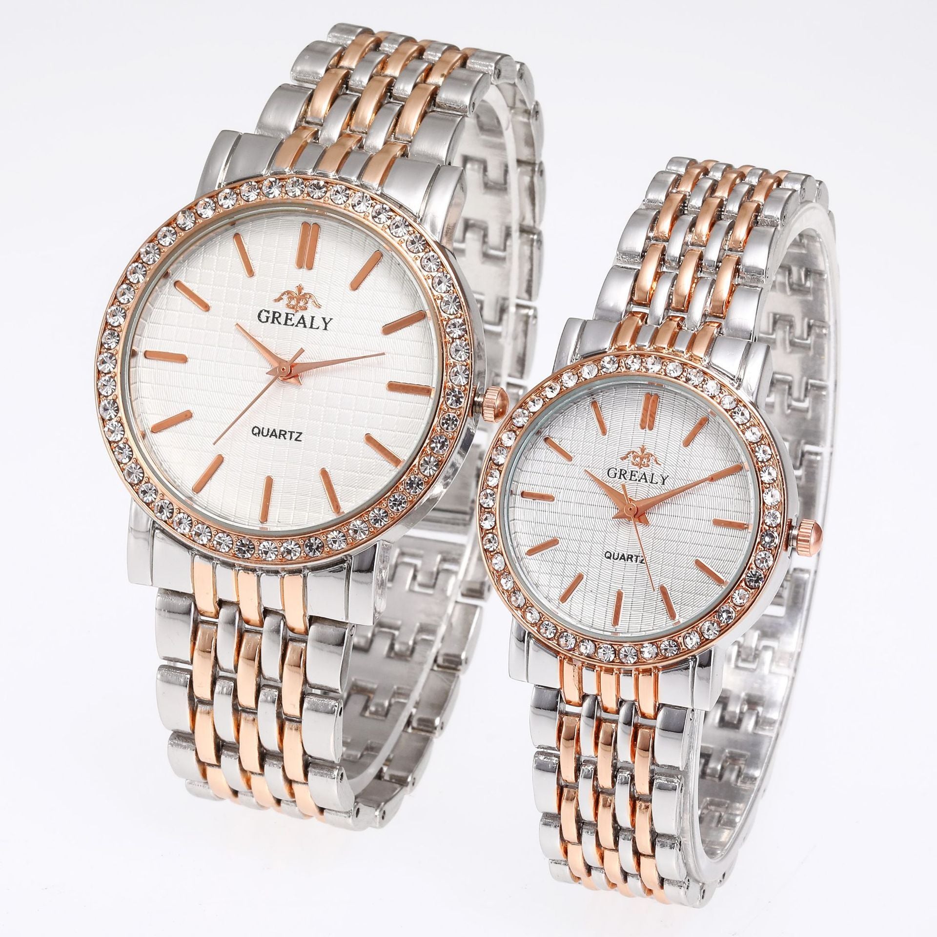 Men's And Women's Simple Casual Quartz Watch With Steel Strap And Diamond - FASHIONKULTUR