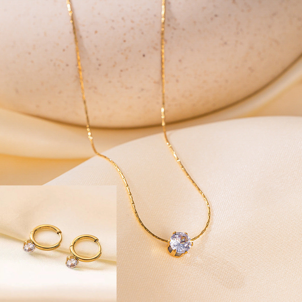 Stainless Steel Necklace Earrings Women's Jewelry Suit - FASHIONKULTUR