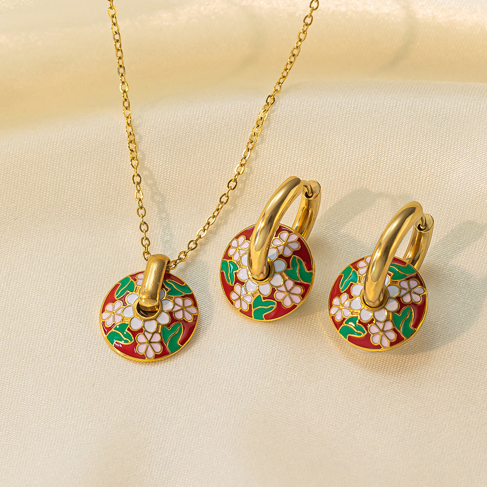 Stainless Steel Necklace Earrings Women's Jewelry Suit - FASHIONKULTUR
