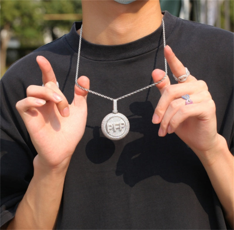 Personalized Hip Hop Custom Rotating Pendant 26 Letter Name Micro Inlaid Zircon - FASHIONKULTUR