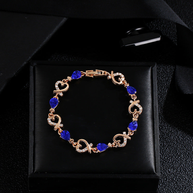 Hollow Love Bracelet With Rhinestones Fashion Temperament Heart-shaped Bracelet For Valentine's Day Gift - FASHIONKULTUR