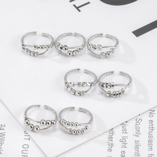 Rotating Ring Simple Vintage Two Layer Cross - FASHIONKULTUR