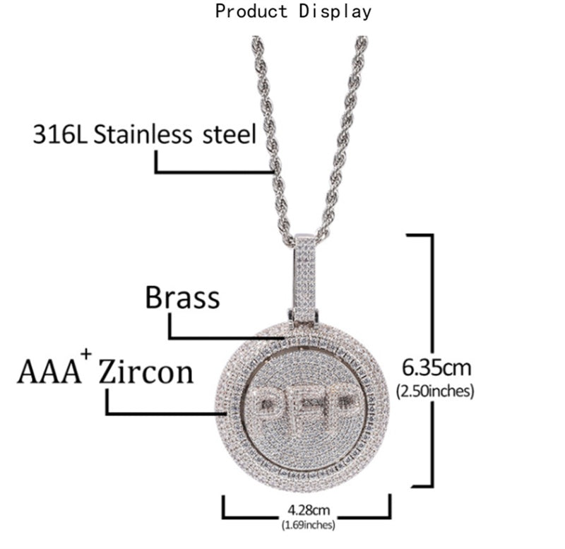 Personalized Hip Hop Custom Rotating Pendant 26 Letter Name Micro Inlaid Zircon - FASHIONKULTUR