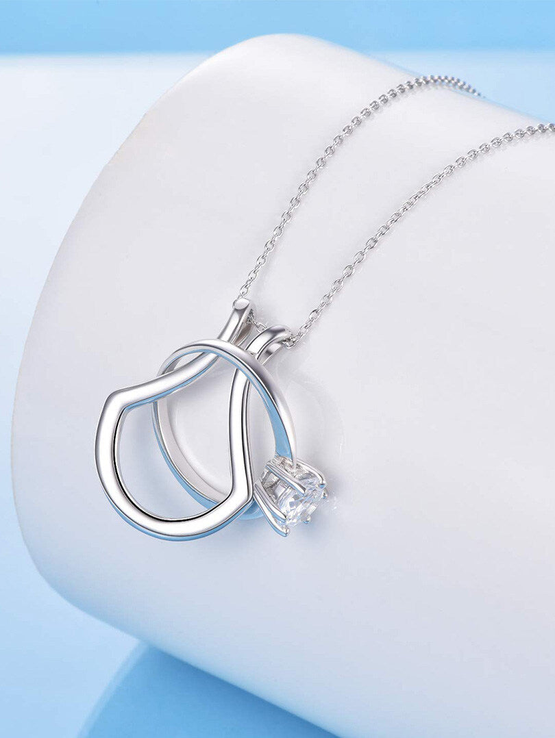 Sterling Silver Ring Holder Necklace Pendant Jewelry for Women - FASHIONKULTUR