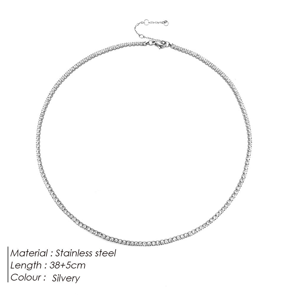 Round Zirconia Tennis Clavicle Necklace - FASHIONKULTUR