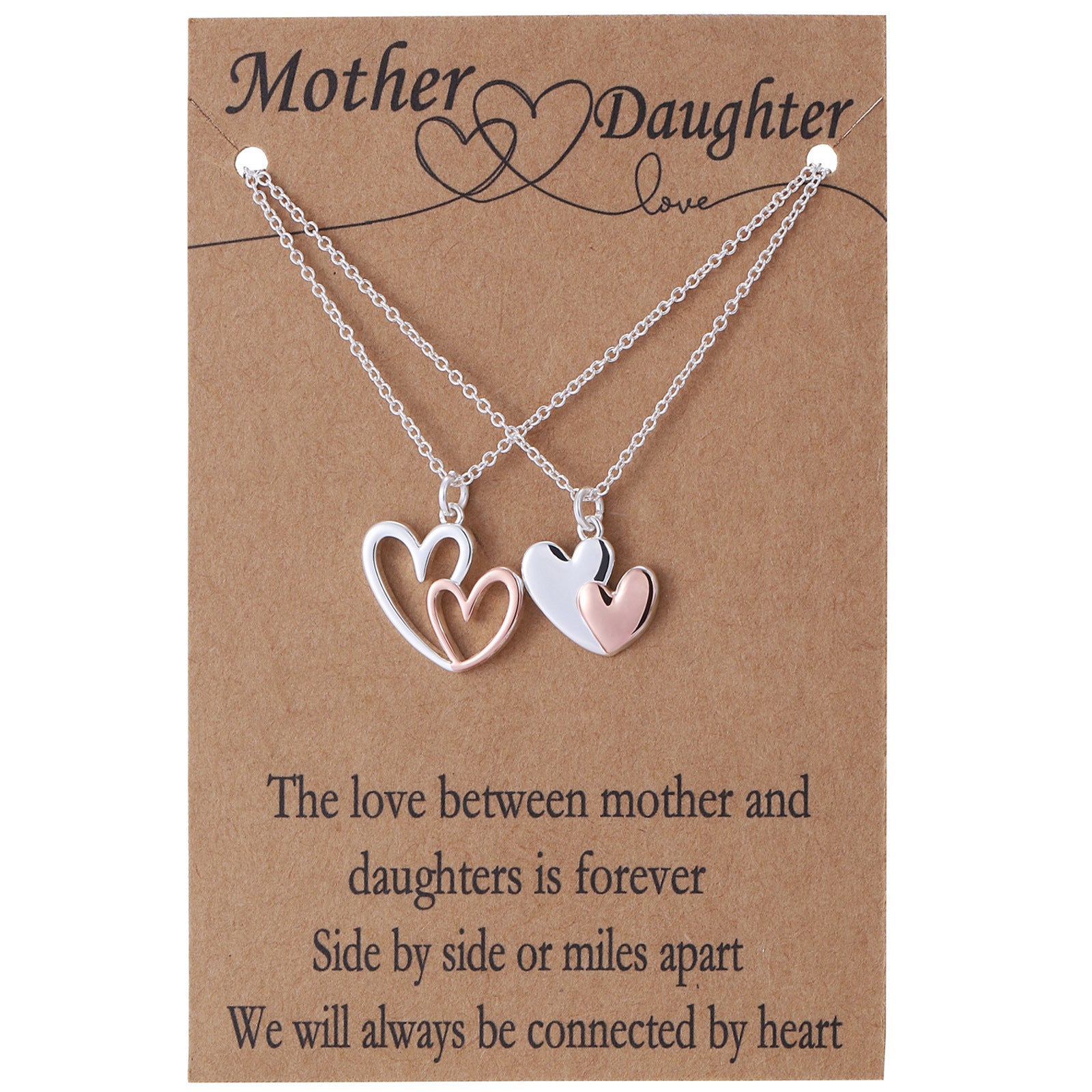 Mother Daughter Friendship Set Love Pendant Two Tone Necklace - FASHIONKULTUR