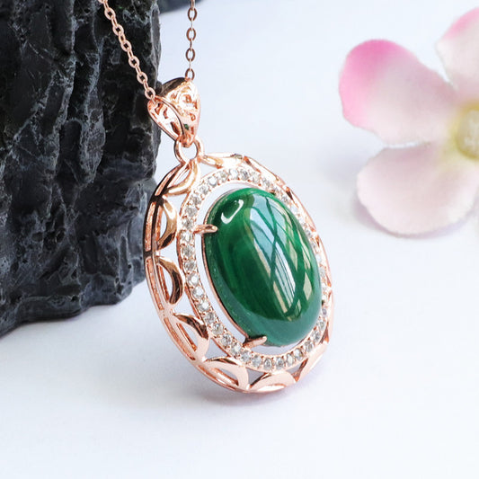 Natural Malachite Pigeon Egg Pendant Female Color Treasure Pendant Jewelry Accessories - FASHIONKULTUR