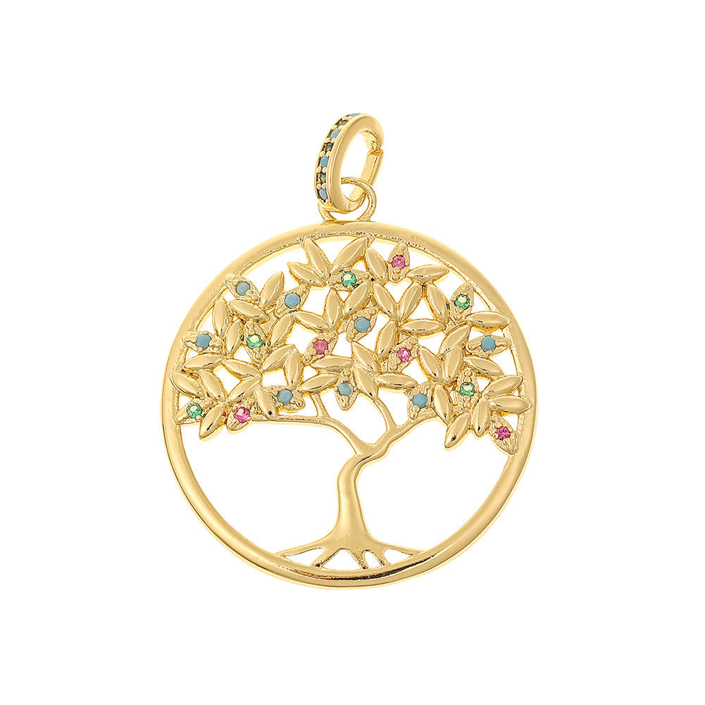 Colorful Zircon Light Luxury Tree Of Life Pendant - FASHIONKULTUR