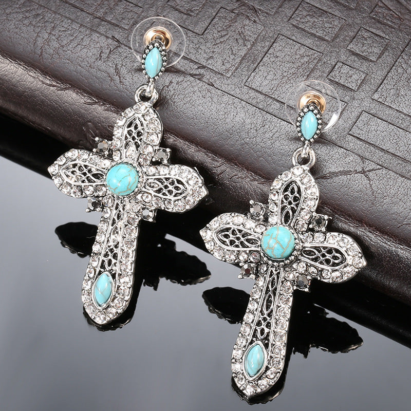 Jewelry Set Combination Necklace Earrings Retro Turquoise Set Accessories - FASHIONKULTUR