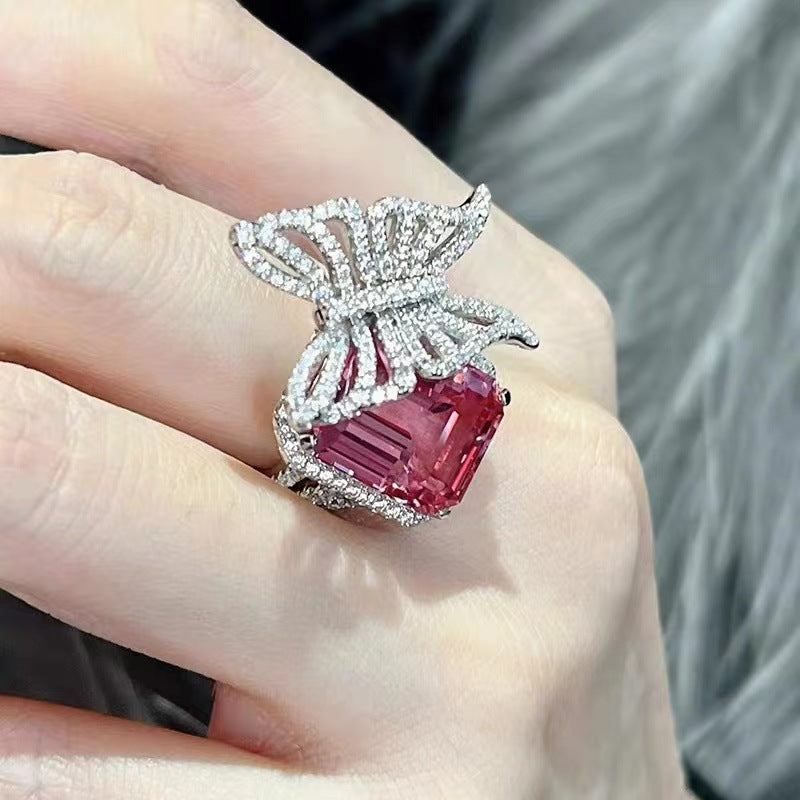 Women's Cool Pink Diamond Butterfly Ring - FASHIONKULTUR