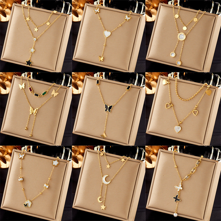 Fashion Special-interest New Pendant Titanium Steel Multi-layer Twin High-grade Women's Necklace - FASHIONKULTUR
