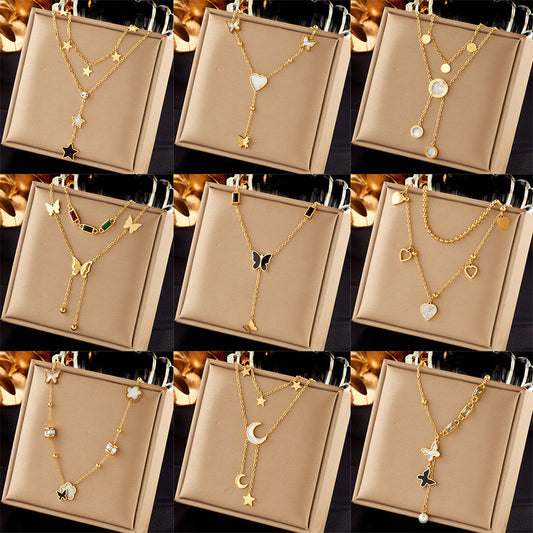 Fashion Special-interest New Pendant Titanium Steel Multi-layer Twin High-grade Women's Necklace - FASHIONKULTUR