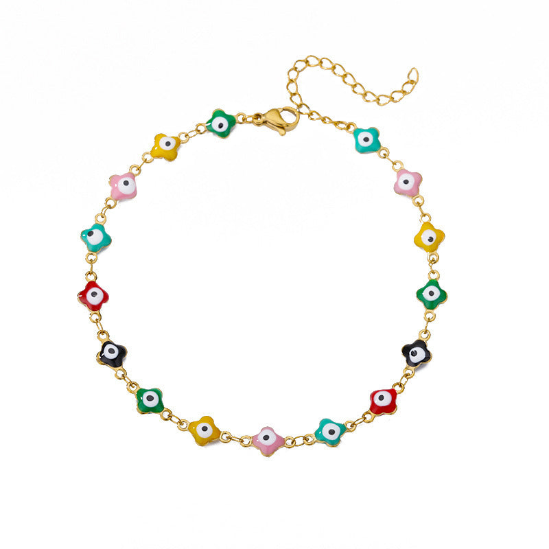 Devil's Eye Anklet Personality Combination Color Eyes Irregular Pearl - FASHIONKULTUR