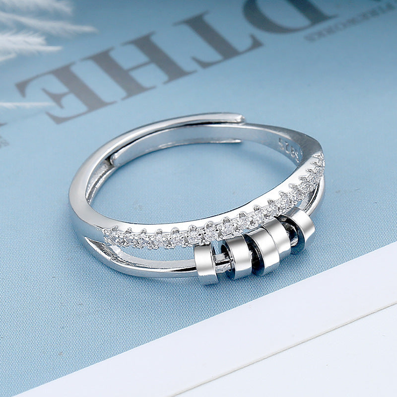 Five-ring Zircon Rotatable Ring Hipster - FASHIONKULTUR