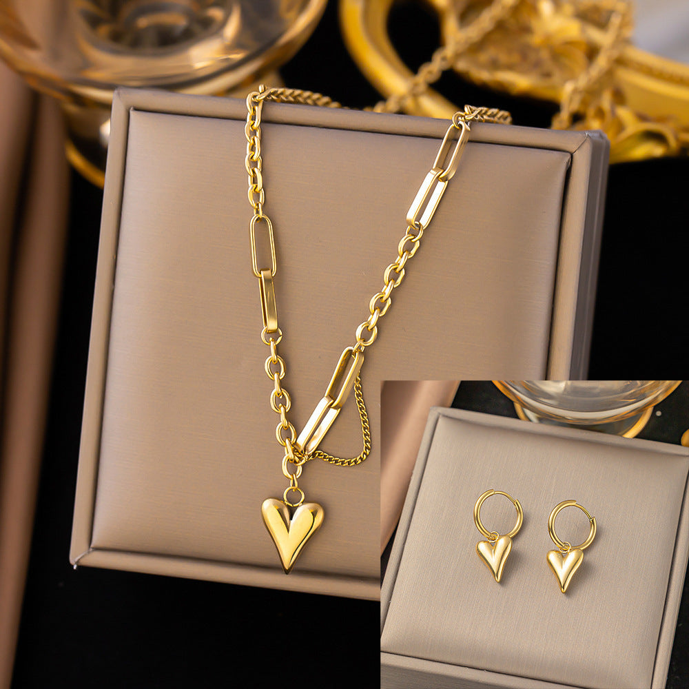 Stainless Steel Necklace Earrings Women's Jewelry Suit - FASHIONKULTUR