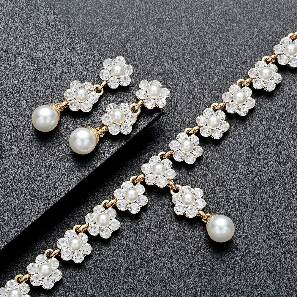 Creative Pearl Necklace Earrings Jewelry Set - FASHIONKULTUR
