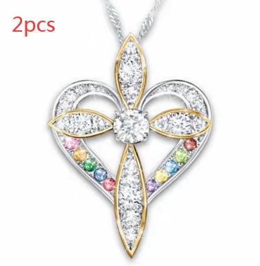 Fashion Love Heart Shaped Cross Pendant - FASHIONKULTUR