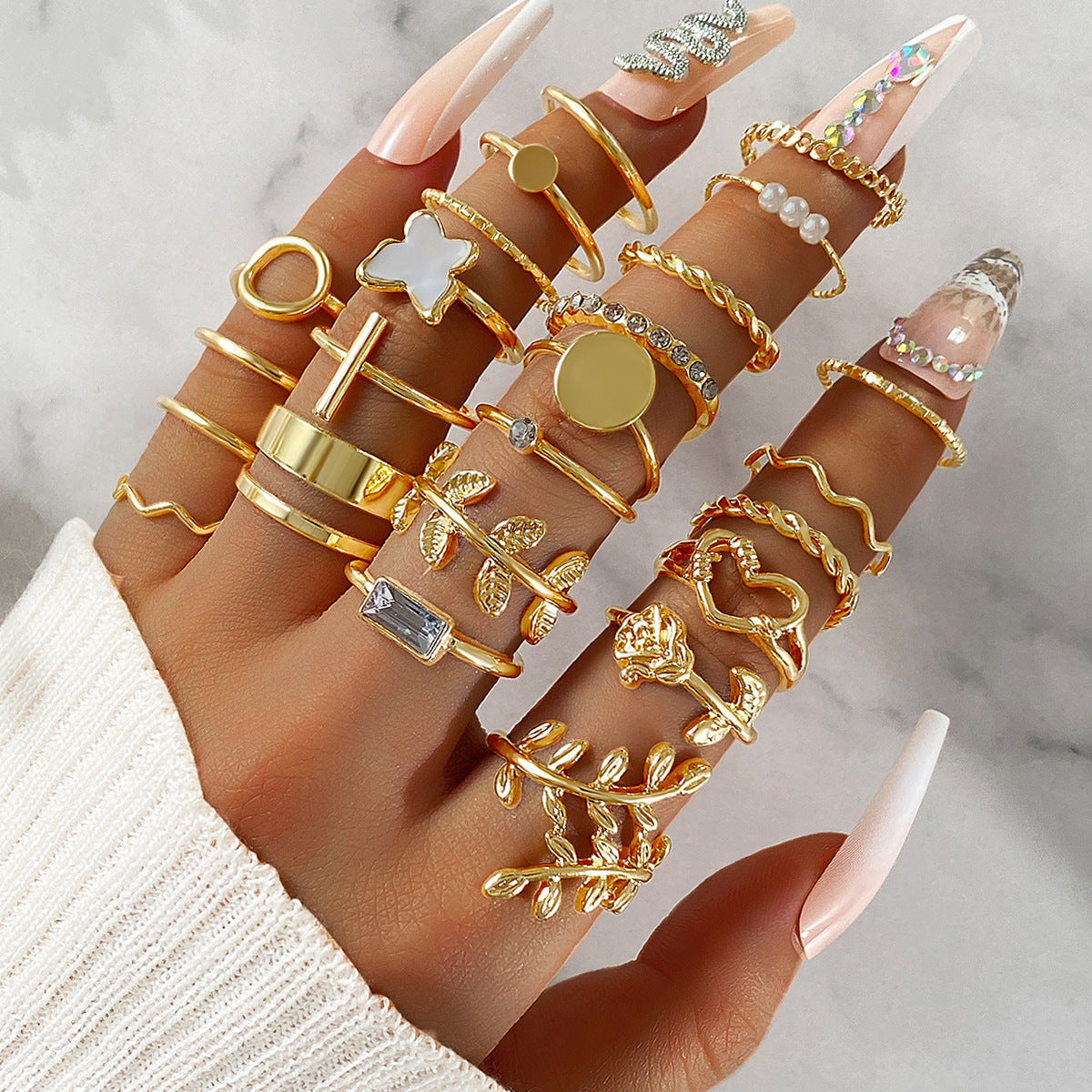Ring Female Niche Senior Knuckle Ring 23 Pieces Suit - FASHIONKULTUR