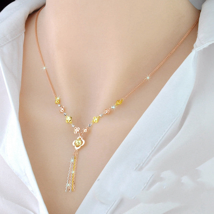 925 Sterling Silver 18K Color Gold Necklace - FASHIONKULTUR