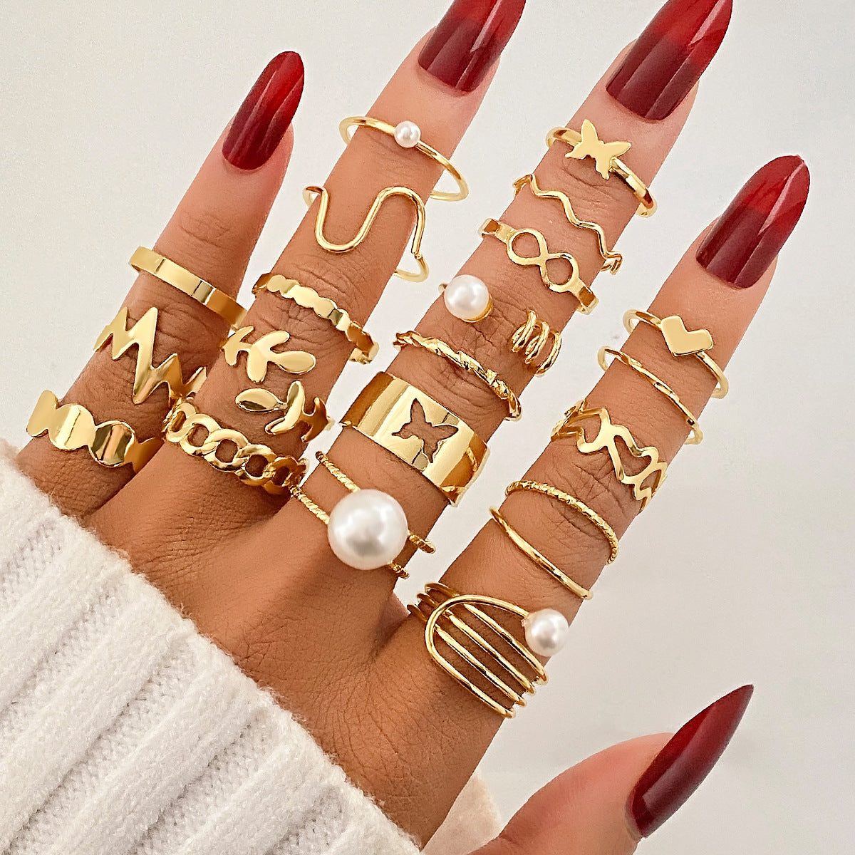 Ring Female Niche Senior Knuckle Ring 23 Pieces Suit - FASHIONKULTUR