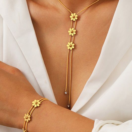 Three-dimensional Lock Snake Necklace Two-piece Set - FASHIONKULTUR