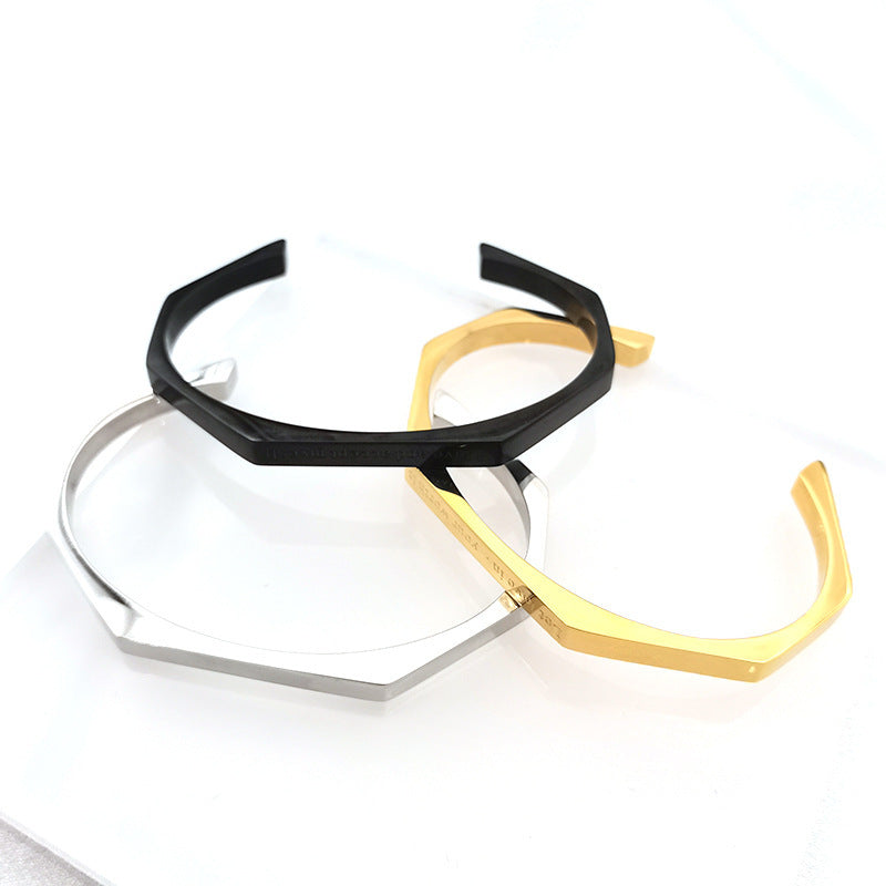 Diamond Hexagonal Smooth Opening Bracelet - FASHIONKULTUR